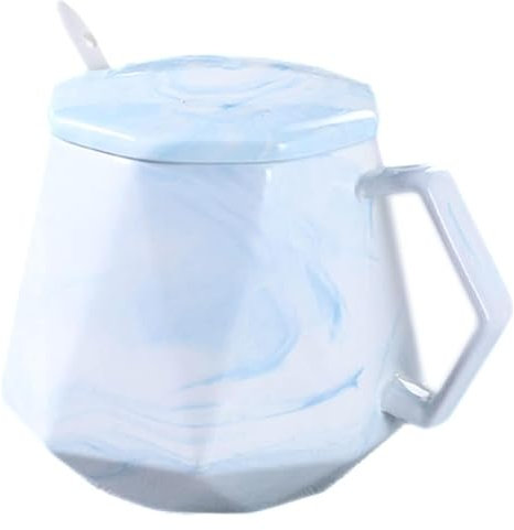 BTBTB Sucrier avec couvercle, pot à sucre en céramique, bol à sucre en forme de tasse avec couvercle, pot de rangement, pot à sucre en porcelaine avec cuillère, pot à sel, restaurant, bleu, 9 x 8 x 10