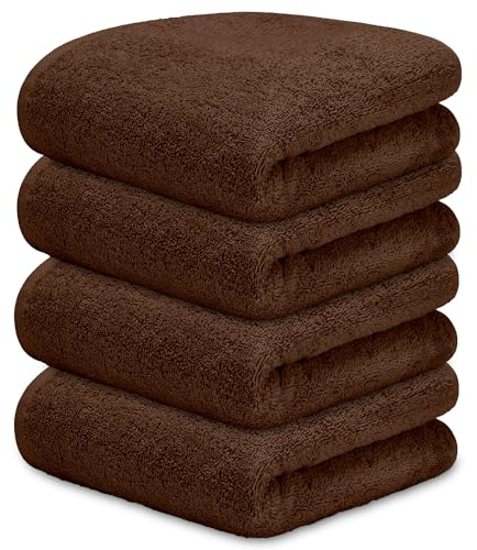 DECASATEXTIL Set 4 Asciugamani Bagno Viso 50x100 cm – 100% Cotone 450 GSM – Morbidi e Assorbenti – Ideali per Bagno, Palestra, Ospiti, Viaggio – Colore Marrone