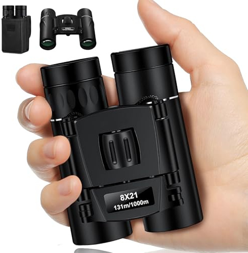 PQETBV Mini Fernglas 8x21, Faltbares Ferngläser Wasserdicht für Kinder Erwachsene mit Tragetasche für Vogelbeobachtung Reisen Jagd Sport im Freien Konzerte Theater