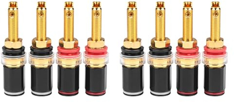 Tsudoku 8Pcs HiFi Speaker Terminale Binding Post Puro Rame Placcato Oro Amplificatore Connettore per Femmina Banana Jack Plug