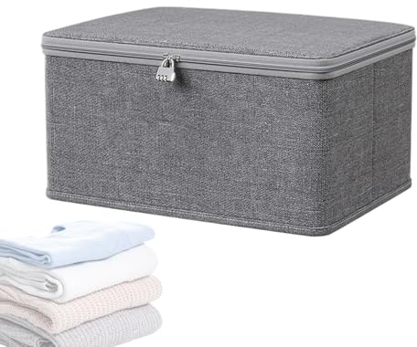 Grande contenitore richiudibile – adatto per vestiti, giocattoli, organizer in tessuto con coperchio, pratica scatola di conservazione a prova di manomissione, contenitore di protezione impilabile