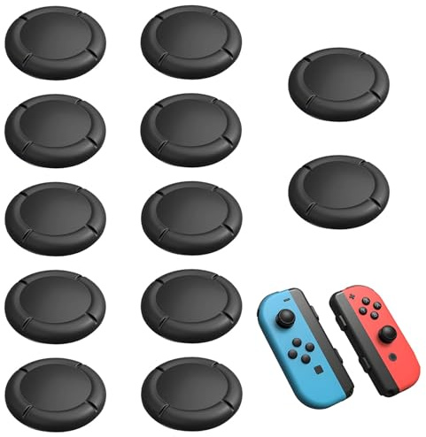 GIONAR 12Pcs Replacement Thumb Grips for Nintendo Switch Joy-Co/OLED/Lite | 6 Pairs Replacement Button Caps for Switch Joycon, Silicone Material, Black Grip Covers, Non-slip, Easy Installation