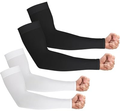 FUGLUS 2 Paar Ärmlinge Arm Sleeve Armstulpen für Damen Herren Jugend, Ärmel mit UV Sonnenschutz, Tattoo Abdeckung, Kühlende Armabdeckung, Kompression Armschoner
