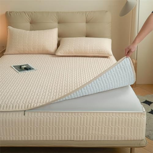 Coprimaterasso impermeabile personalizzabile, per letto matrimoniale o king size, traspirante e antipolvere, con cerniera, lavabile, blu, 160 x 200 cm + 30 cm di profondità per la massima protezione