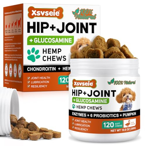CLFJLXYX Gelenktabletten für Hunde - Tägliche Gelenkunterstützung mit Glucosamin, Chondroitin & MSM - 120 Weichkausnacks mit Hühnergeschmack - Für Hunde Aller Altersstufen