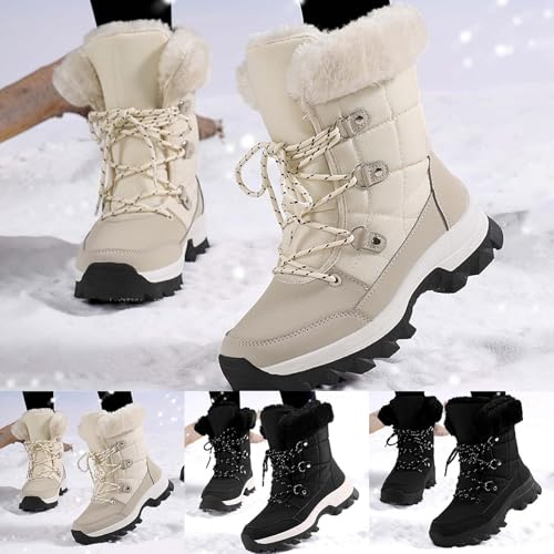Bottes pour Femme Chaussures De Neige Bottines Fourrées Rangers Country Botte Hugg Beige Pluie Fantaisie Orthopédiques Hiver Bottine Apres Ski