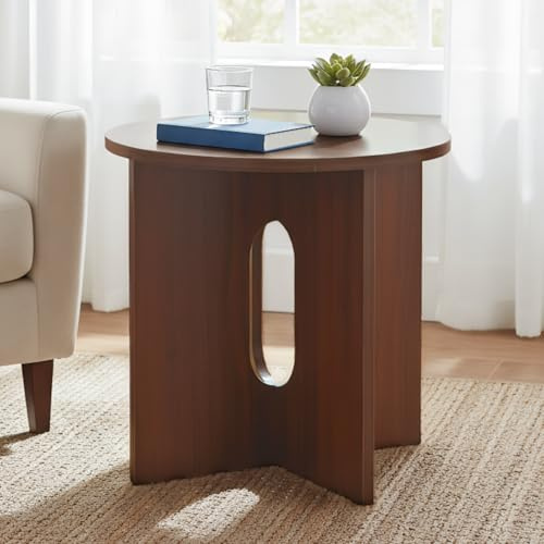 chairus Holz Beistelltisch für Wohnzimmer, Kleiner Couchtisch Rund Wohnzimmertisch für Kleine Räume, Sofatisch Nachttisch für Schlafzimmer 50×50×50cm, Walnuss