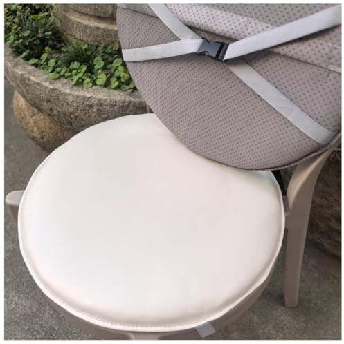 Wasserdichtes/schmutzabweisendes Sitzkissen Aus Leder, Verdicktes Esszimmerstuhlpolster, Rundes, Rutschfestes Hocker-Stuhlkissen(Beige,35 * 35cm)