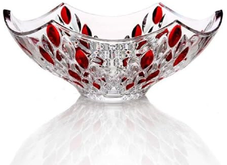 MPMPM Tazón de Vidrio Grande for Frutas de Cristal Tazón for Dulces Tazón for Servir Tazón Decorativo Bandeja Multiusos for el Hogar/Oficina Tazón de Vidrio Ecológico de Cristal, 24 Cm(B)