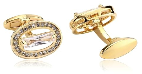 BWDHJLEY Manschettenknöpfe Edelstahl, Manschettenknöpfe Oval Weißgold Cufflinks mit Zirkonia für Bräutigam Trauzeuge