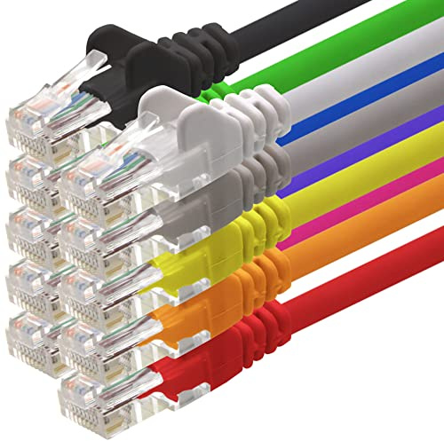 Nätverkskabel Cat.6-10 färger - 0,5 m - (set) - CAT6 Ethernet-kabel, LAN-kabel, 1000 Mbits (PoE) patchkabel