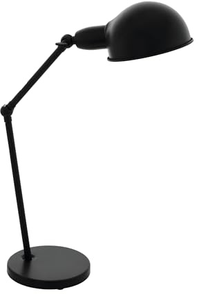 EGLO Tischlampe Exmoor, 1 flammige Tischleuchte Vintage, Industrial, Retro | Schreibtischlampe aus Stahl, Nachttischlampe, Bürolampe in Schwarz, Lampe mit Schalter, E27 Fassung