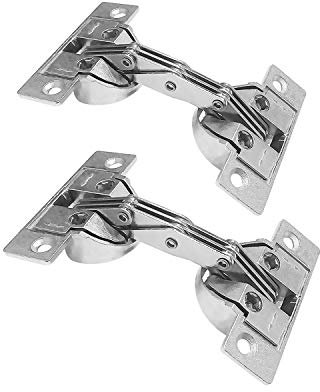 LIKERAINY Opening Angle 135 Degree Mitred Flap Lid Hinge with 35mm Cup for Furniture Cabinet Chamfered Door with 45° Nickel-Plated Special Hinges for Cupboard Wardrobe Pack of 2