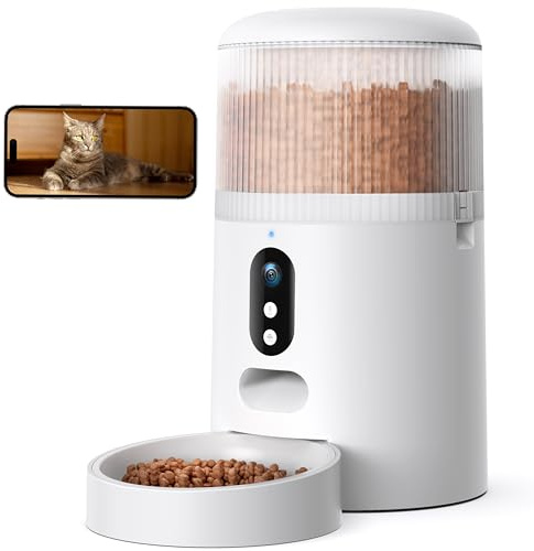 Faroro Futterautomat Katze WiFi, 3MP HD Video Katzenfutter Automat mit Nachtsicht, 4L Futterspender für Katzen/Hunde mit Zwei-Wege-Audio, APP-Steuerung, Bewegungserkennung & Doppelte Kraft
