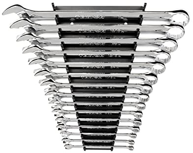 TEKTON Ringmaulschlüsselsatz mit Zahnstange, 15-teilig (1/4-1 Zoll) | WCB92106