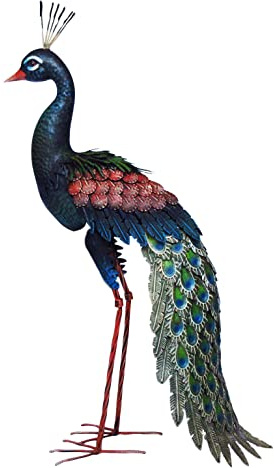 Garden Haven ® Elegant Metal Peacock Large Sculpture Garden Decoration Ornament Lawn