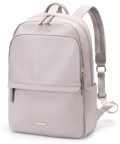 GOLF SUPAGS Rucksack für Damen, schmal, Computer-Büchertasche, Rucksack, Geldbörse für Arbeit, Reisen, Schule, passend für 15.6 Zoll Notebooks (Rosa Grau)