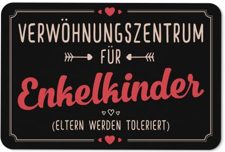 Tassenbrennerei Fußmatte mit Spruch Verwöhnungszentrum für Enkelkinder - Geschenk für Oma und Opa lustig - Großeltern (Schwarz)