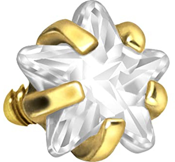PIERCINGLINE Titan Schraubaufsatz mit Außengewinde 0,9 mm EINGEFASSTER KRISTALLSTERN Piercing Aufsatz Ersatz Farbauswahl