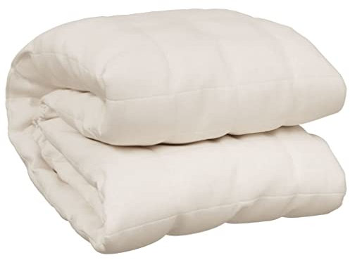 vidaXL Manta Con Peso de Tela Color Crema Claro 200x200 cm 13 kg, Edredón Calmante, Ropa de Cama para la Ansiedad