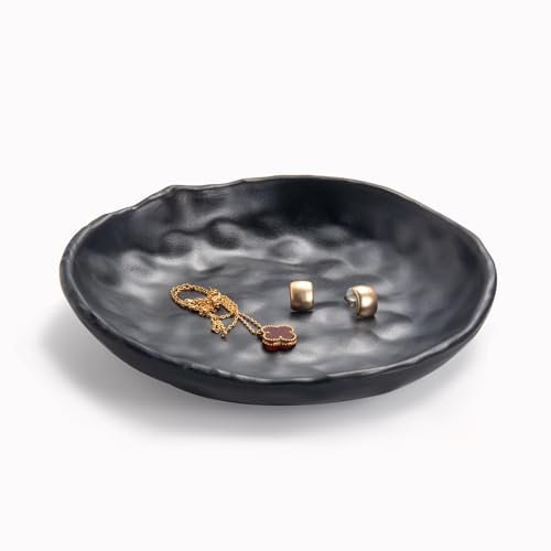 Feyarl Schlüssel Tablett Schmucktablett Schwarz Deko Tablett Schmuck Organizer Dekoschale aus Harz für Badzimmer Wohnzimmer Eingangsbereich