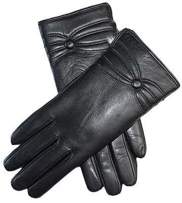 Wvapzxx Damen-Schaffellhandschuhe, Touchscreen, Winter, Verdicktes Fell, Warme Lederhandschuhe