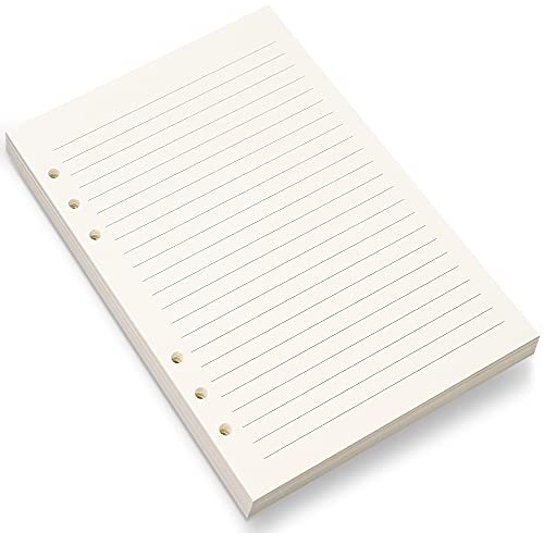 A5 Liniertes Nachfüllpapier, 6-Fach Gelocht für Planer, Ordner, Tagebücher - 8 mm Liniertes Loseblattpapier, 80 Blatt