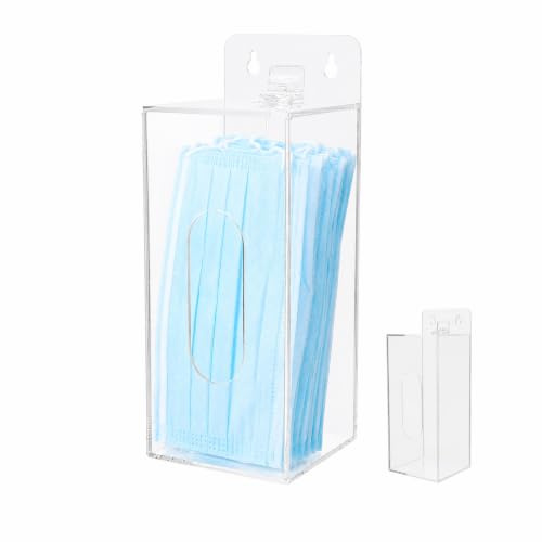 Healeved Wall Mounted Glove Dispenser Box, Clear Acrylic Disposabled Glove Holder for Medicals Clinics Labs Beauty Salons Kitchen PPE Storage Organizer, Easy Access Protective Gear Containers