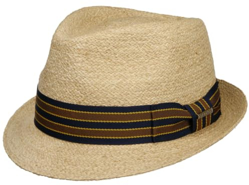 Stetson Yescott Trilby Strohhut Naturfarbener Unifarbener Hut mit UV-Schutz 40 Frühjahr Sommer Damen und Herren Natur XXL (62-63 cm)