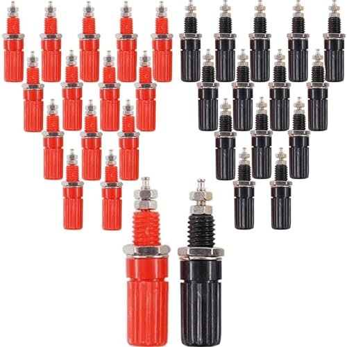 RUNCCI-YUN 30Pcs Amplifier Speaker Binding Post Terminal Female Adapter Panel Mount Binding Post for Banana Plug Connectors Speaker Cable Connectors(Length:1.8 Black and Red)