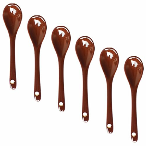 Lotatheta 6 Stück Kaffee-Eierlöffel aus Porzellan, Keramiklöffel, 11,9 cm, Kaffee, Dessert, Joghurt, Tee, Milchtee