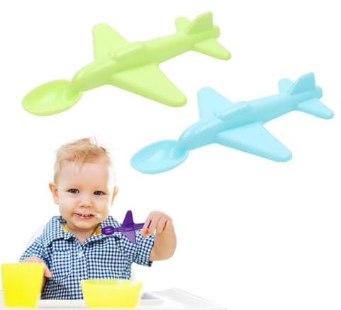 Löffel für Babys – Flugzeug-Form, Esslöffel, Kinderbesteck für drinnen und draußen, Zuhause, Schule, Vorschule, Kindergarten