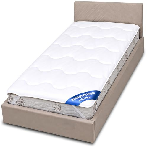 Matratzenschoner 140x200cm - Gesteppte Matratzenauflage mit 4 Eckgummis – Atmungsaktiv & Waschbar Unterbett Matratzen Topper Schutz für Bett und Boxspringbett 140x200 cm