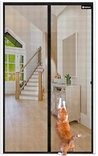 LUXUS Fliegengitter Tür Magnet,Glasfaser mit Starke Flammhemmung+Reißfestigkeit,100*210cm Fliegengitter Balkontür ohne bohren mit Stärkere Magneten,Insektenschutzgitter,Verbreiterter Klettverschluss