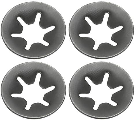 PATIKIL Arandelas de bloqueo con dientes internos tipo estrella M5, 150 Pcs, sujetadores de retención de presión de acero al manganeso para fijación rápida, color negro