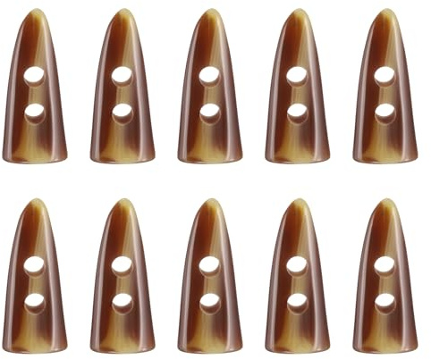 QUARKZMAN 10 Stück Harz Knebelknöpfe, 40mm/1,6 Doppelte Löcher Zahnform Nähen Holzknöpfe Pullover Mantel Knöpfe für DIY Mantel Pullover Bekleidungszubehör, Kaffee