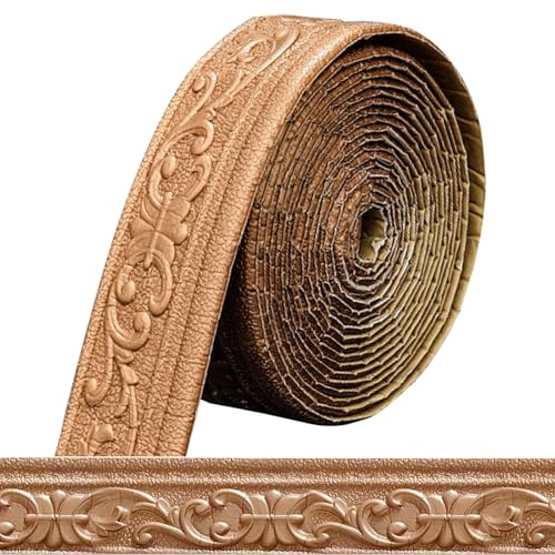 Bordüre Selbstklebend,10m x 8cm x 5 mm Tapetenbordüre Selbstklebend, Wasserdicht Bordüre 3D, Fliesen Roll Border Trims für Ecken Linien Decken Dekoration (Kupfer)