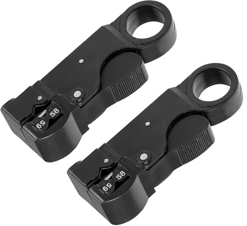 QUARKZMAN Rotierendes Koax Koaxial Kabel Abisolierzange Werkzeug für RG58/59/62/3C/4C Draht Abisolierzange Netzwerk Werkzeug Draht Zange Crimper 2 Schwarz