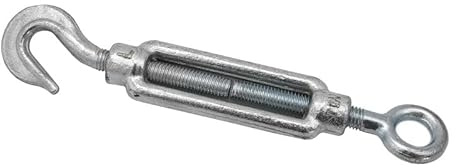 Turnbuckle, Hook and Eye 12mm, Galvanised Steel