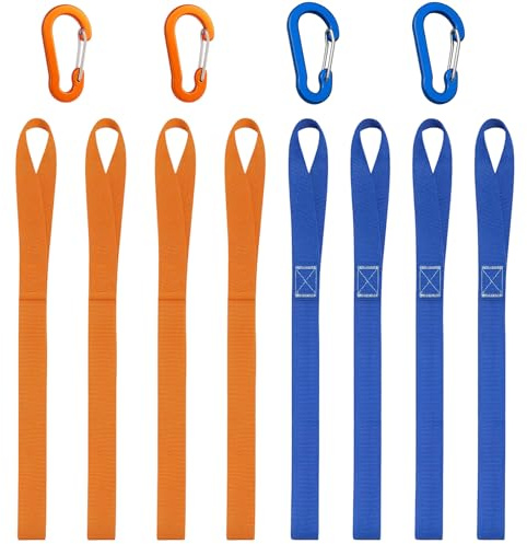 Zurrschlaufen 12 Stück Set, Gurtschlaufen 40,5 cm X 2,5 cm,Mit 4 Schraubkarabinern, Bandschlinge Für Motorradtransport Und Ladungssicherung, Robustes Material Für Hohe Belastung，Orange Und Blau