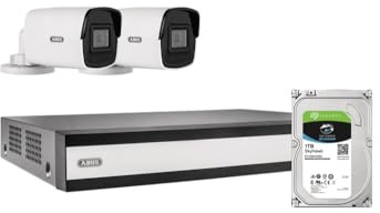 ABUS TVVR36423T All-in-One-Set: Netzwerkvideorekorder Performance Line und 2 PoE Mini Tube-Kameras, intelligente Personen- und Fahrzeugerkennung, Browser-Steuerung am PC, mobil per App