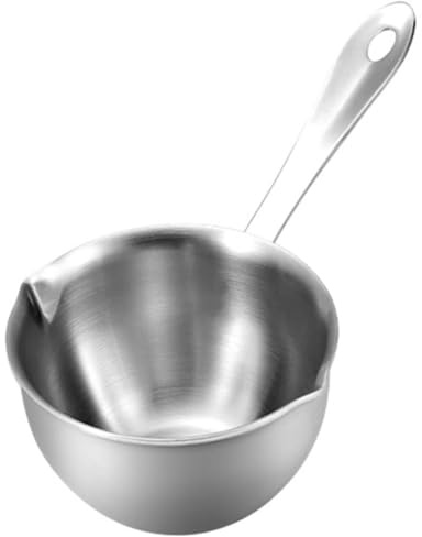 Mini Pot Verseur en Acier Inoxydable Argenté 125ml | Casserole Inox, Poignée Ergonomique, Versement Pratique, Résistance à L’oxydation