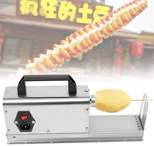 Affettatrice elettrica professionale per patate a spirale, affettatrice elettrica a spirale per verdure 3 in 1 - Affettatrice per patate Tornado da 40 W, per patatine fritte arricciate e intrecciate