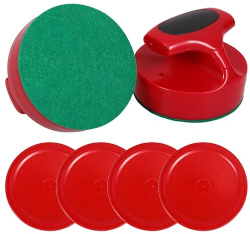 Alipis Ensemble D’Accessoires Air Hockey 2 Pousseurs Rouges 94mm Velours 4 Palets Ronds Rouges 64mm en Abs pour Jeu de Table, Remplacement Rondelles Hockey sur Glace, Loisirs Sportifs