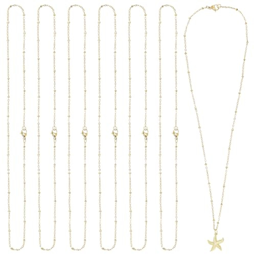Beebeecraft 12Pcs 45cm Satellite Chain Necklace, 304 Stainless Steel 1.5mm Thick Golden Singapore Beaded Chain Necklace Cable Link Chains with Lobster Claw Clasps for Jewellery Making Valentine's Gift