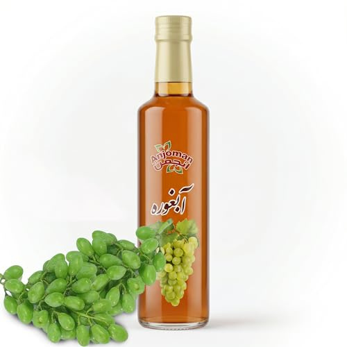 Anjoman Verjuice 500ml – Premium Sour Grape Juice (Ab-Ghoureh) – Natural Tart Cooking Ingredient & Acidulant for Salad Dressings, Meat Marinades & Mediterranean Stews – 500ml Glass Bottle