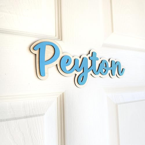 LinCognivant Personalisierter Name Türschild Kinderzimmer – Selbstklebendes Namensschild aus Holz & Acryl – Individuelle Wanddeko Babyzimmer, Türdekoration ohne Bohren (Stil 8)