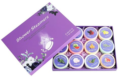 Lot De 12 Vapeurs De Douche D'aromathérapie - Ensemble De Spa Au Floral, Feuilles De D'huiles Essentielles, Cadeau De Pour Femmes Et Hommes, Bombes De Douche Relaxantes,