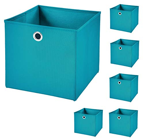 StickandShine 6er Set Türkis Faltbox 32 x 32 x 32 cm Aufbewahrungsbox faltbar