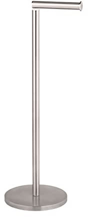 WENKO Piantana portarotolo e scopino WC 2 in 1 opaco acciaio inossidabile - Portascopino WC e portarotolo di scorta in uno, salvaspazio, Acciaio inossidabile, 21 x 55 x 17 cm, Opaco